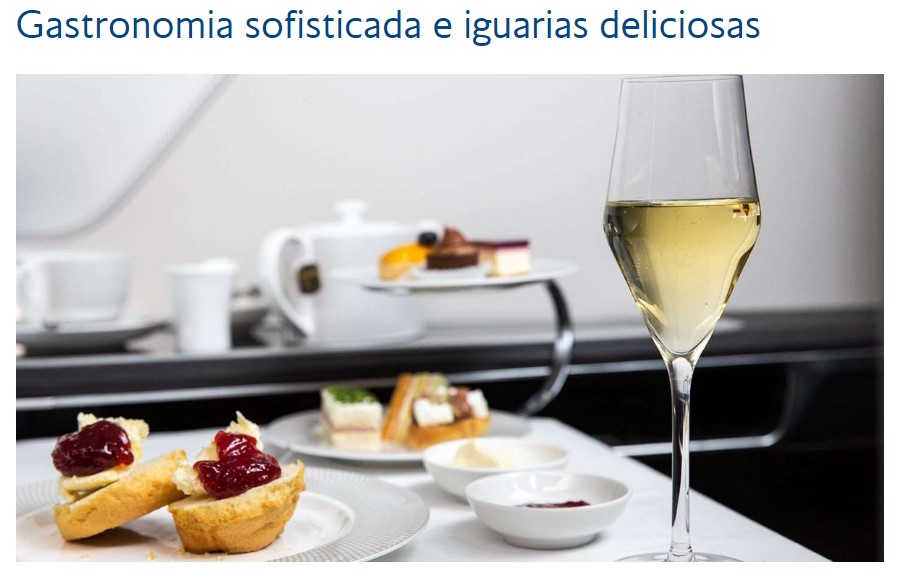 Comida nos voos da British Airways