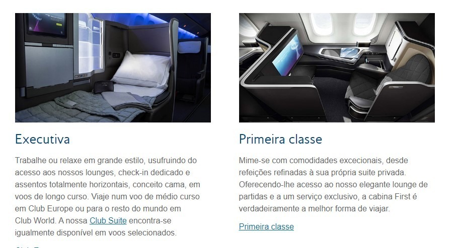 Tipos de tarifas e classes econômicas British Airways 2